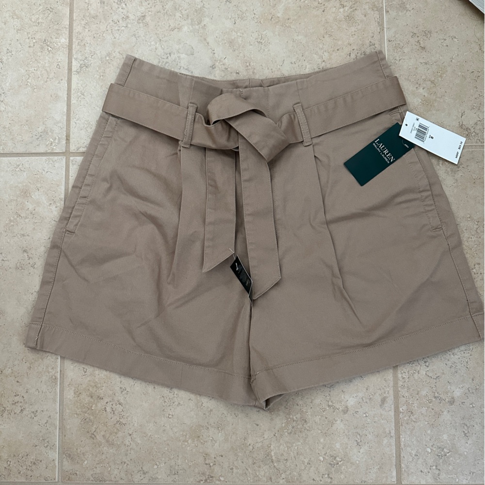 High waist paper bag waist khaki shorts Ralph Lauren old money style size 8